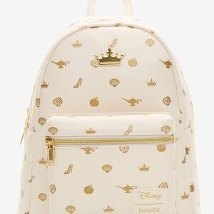 NWT Loungefly Disney Princess Icons gold and cream Mini Backpack